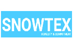 SNOWTEX logo with white text on blue rectangular background
