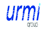 urmi group logo with blue italic text on white background